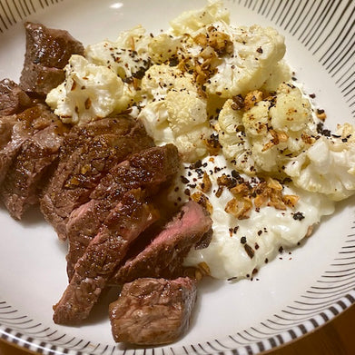 Rice with Yogurt, Roasted Cauliflower and Fried Garlic