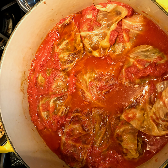 Dolmathes Stuffed Cabbage Leaves