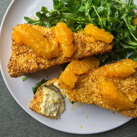 Sesame Crusted Feta with Citrus + Honey