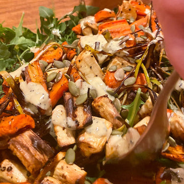 Buckwheat, Carrot, Parsnip and Leek Salad with Tahini Poppy Dressing