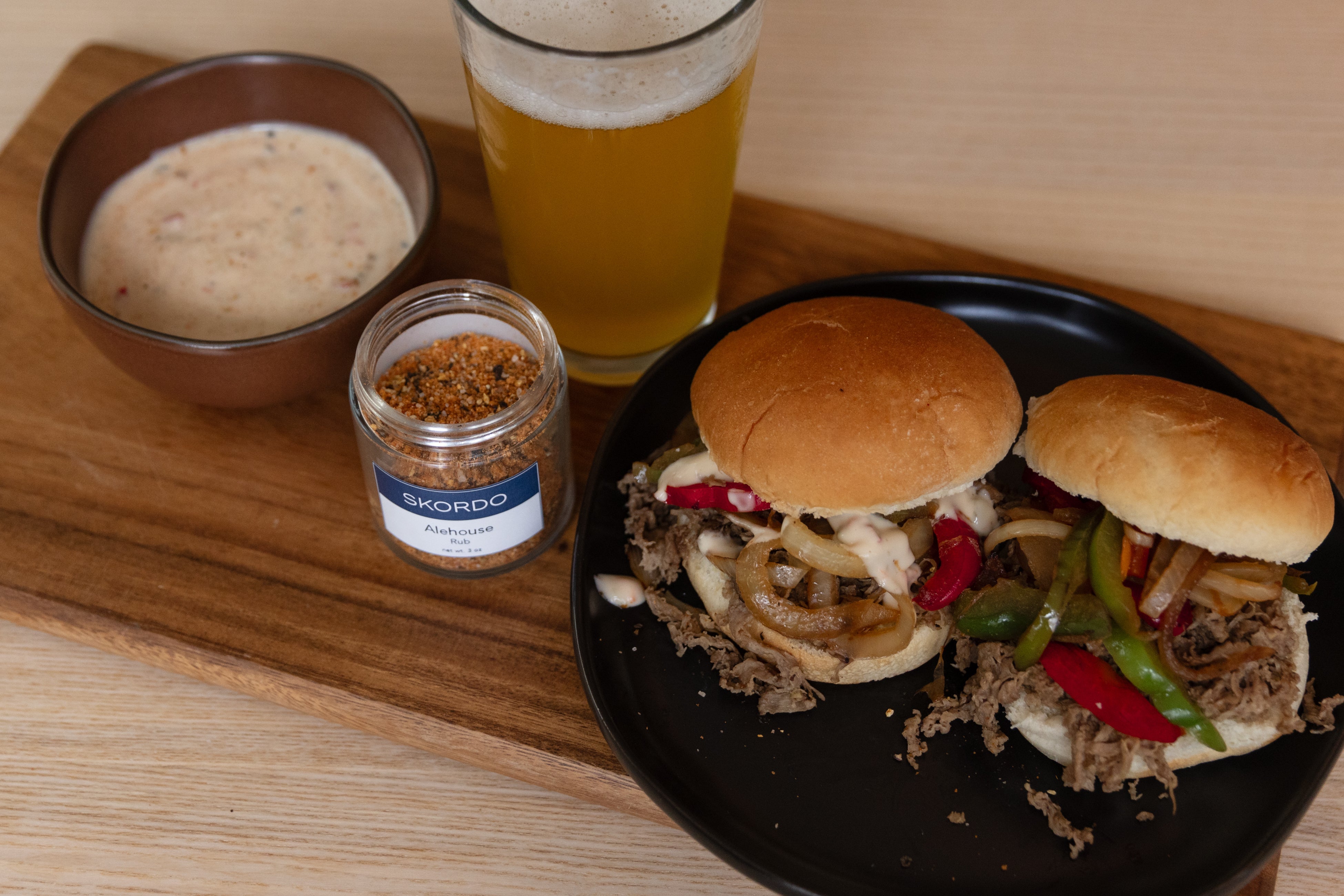 SKORDO Alehouse Steak + Beer Cheese Sliders
