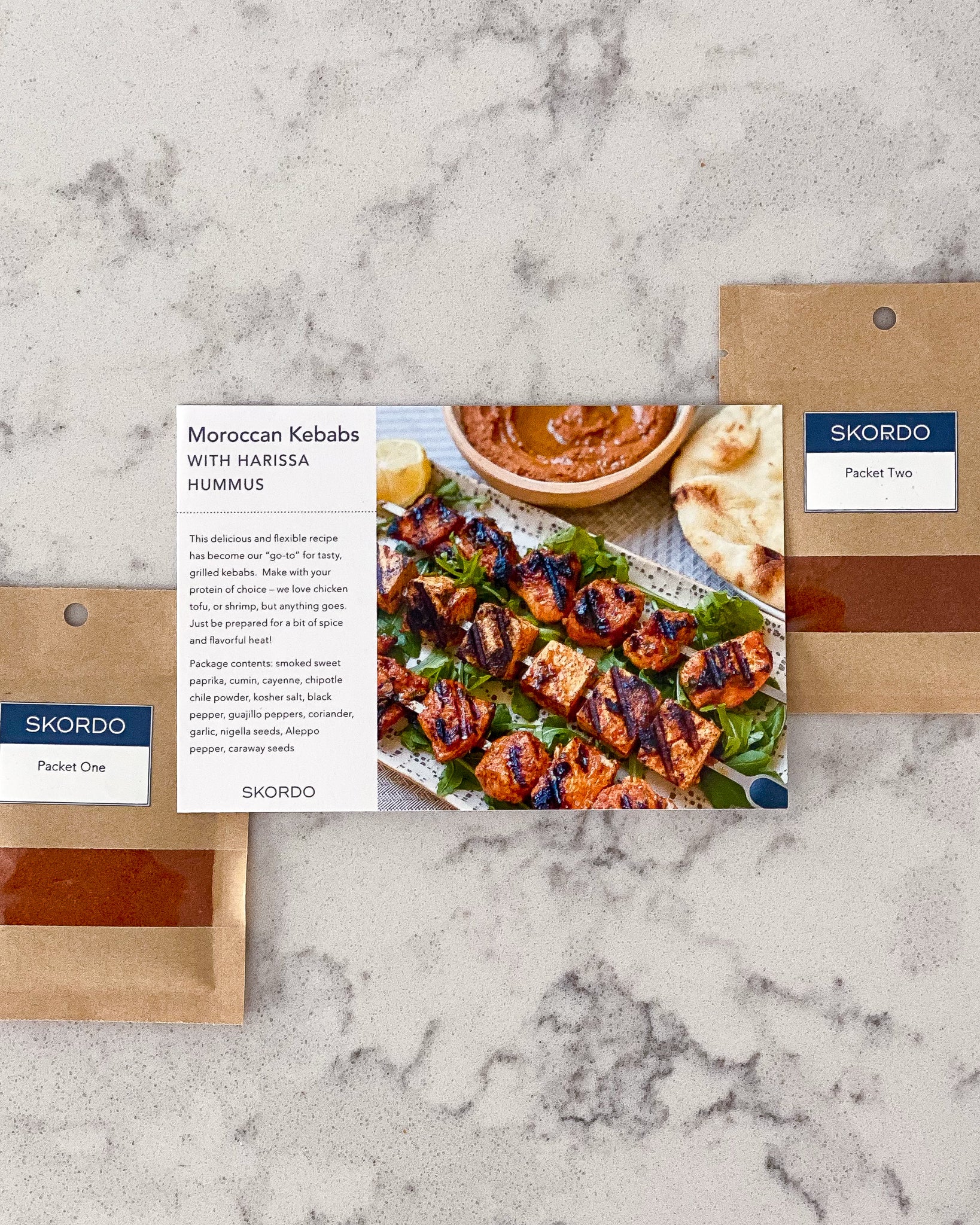Moroccan Kebabs with Harissa Hummus Recipe Kit-Collections-Fair Winds Flavor-SKORDO