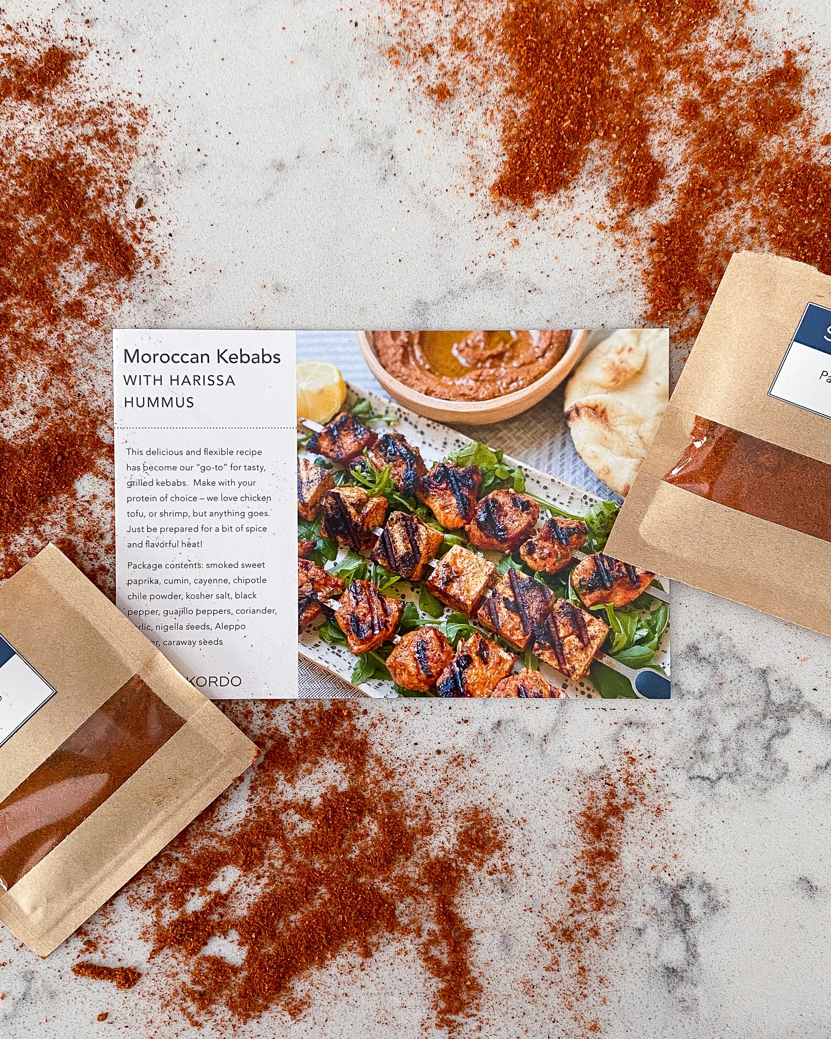 Moroccan Kebabs with Harissa Hummus Recipe Kit-Collections-Fair Winds Flavor-SKORDO
