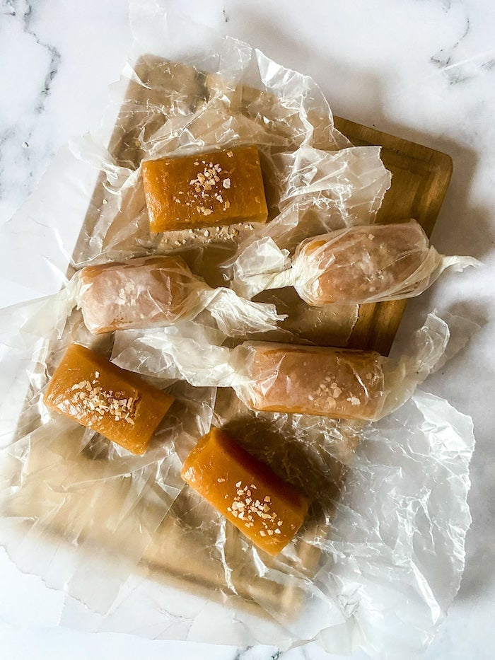 Smoked Bourbon Barrel Aged Sea Salt Caramels-SKORDO