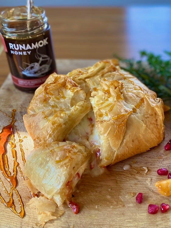 Baked Brie featuring Runamok Chipotle Morita Infused Honey-SKORDO