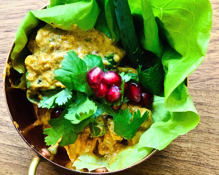 Warm Roasted Madras Curry Chickpea Salad Lettuce Wraps