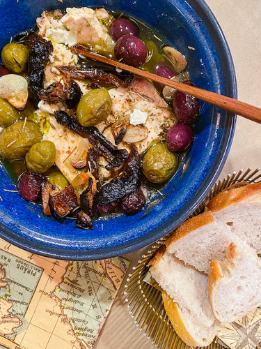 Baked Feta with Oregano, Thyme, + Rosemary