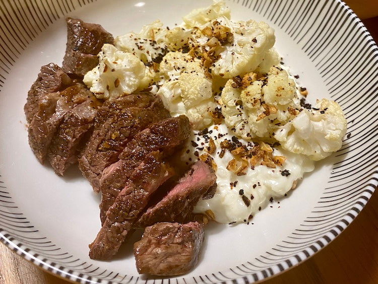 Rice with Yogurt, Roasted Cauliflower and Fried Garlic