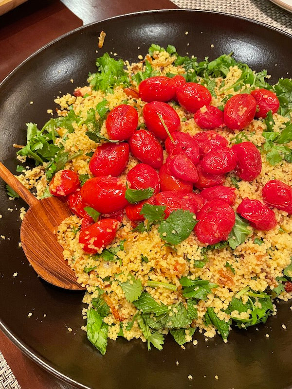 Couscous, Cherry Tomato, + Herb Salad with Ras el Hanout