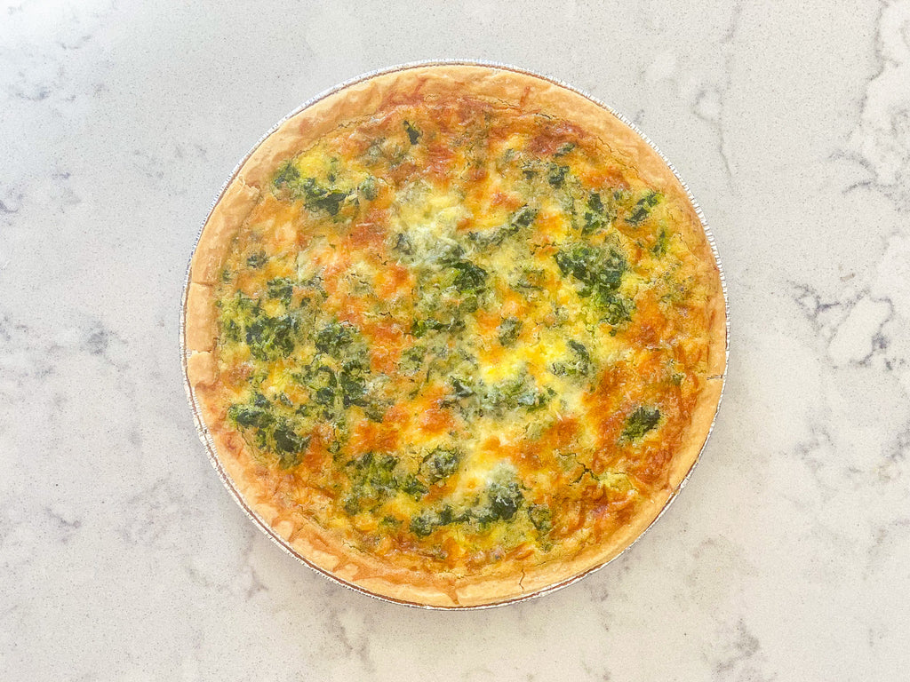 Spinach and Gruyere Quiche with Fore Street Shallot Blend