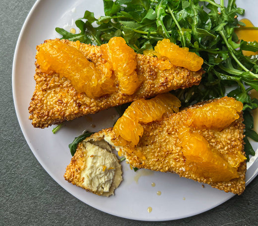 Sesame Crusted Feta with Citrus + Honey