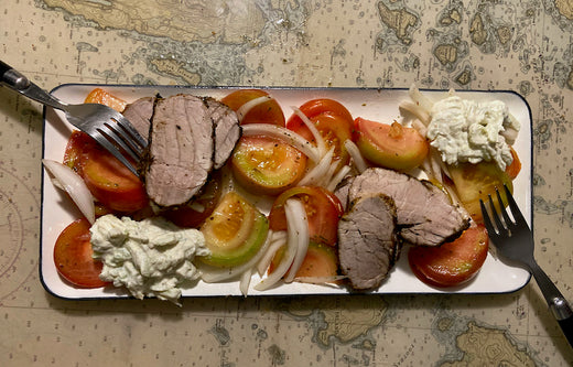 Herb + Fenugreek Pork Tenderloin with Tomato and Onion Salad