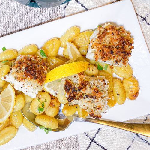 Baked Cod + Lemon Gnocchi-SKORDO