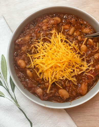 Chickpea, Quinoa, and White Bean Chili-SKORDO